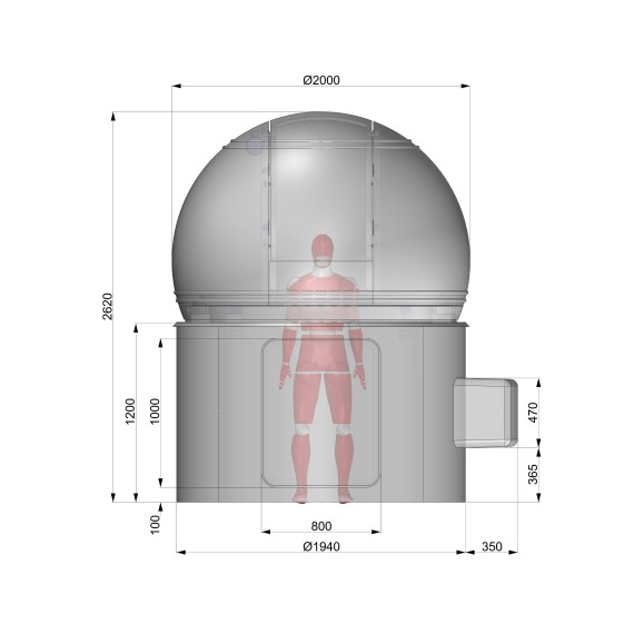 Cúpula ScopeDome automatizada de 2m sin cilindro