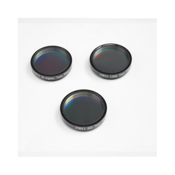 Juego de filtros ZWO banda estrecha Ha, SII y OIII 7nm 1,25