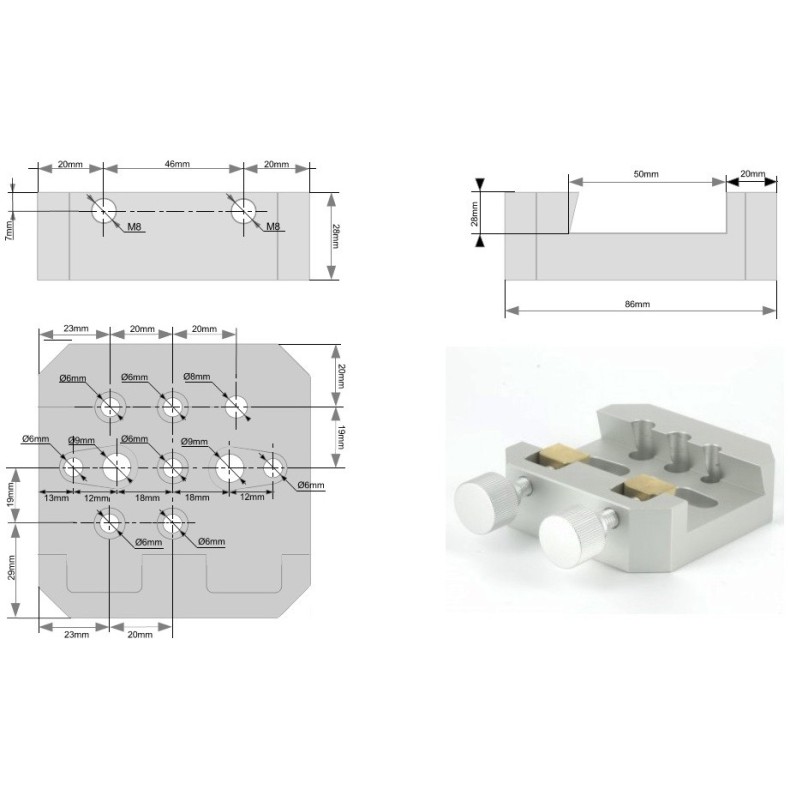 Pletina Kepler para cola de milano...