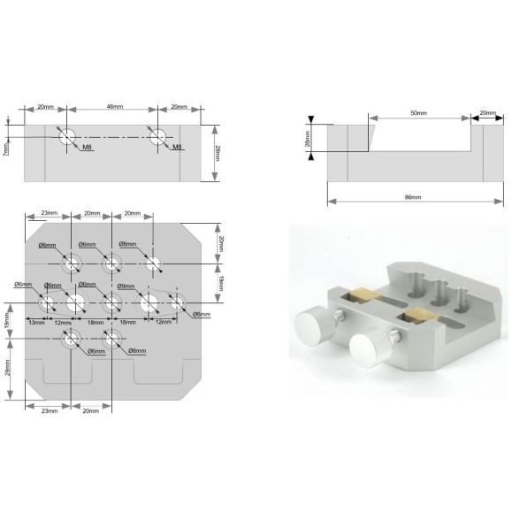 Pletina Kepler para cola de milano tipo Vixen