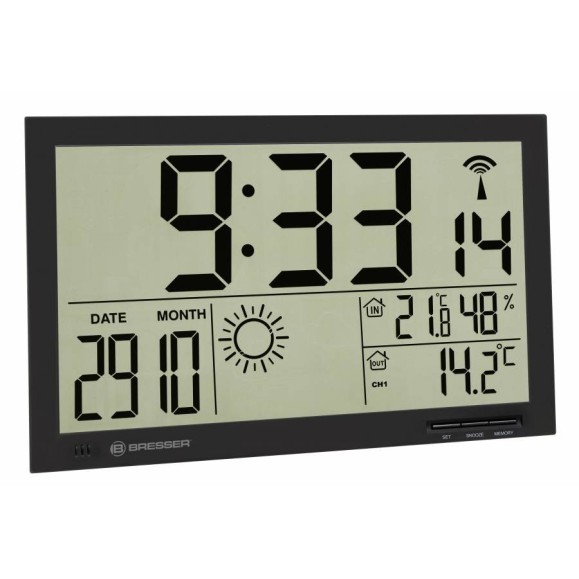 Reloj meteorológico de Pared BRESSER MyTime Jumbo LCD negro