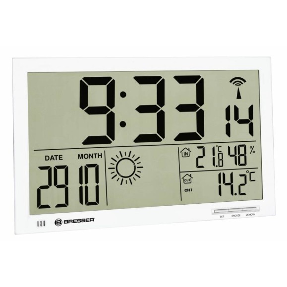 Reloj meteorológico de Pared BRESSER MyTime Jumbo LCD blanco