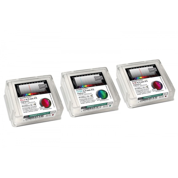 Set de filtros Baader Highspeed 6.5nm Ø 1¼" optimizados para CMOS (H-alpha / O-III / S-II)