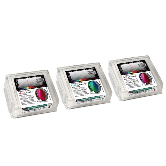Set de filtros Baader Highspeed 6.5nm Ø 2" optimizados para CMOS (H-alpha / O-III / S-II)