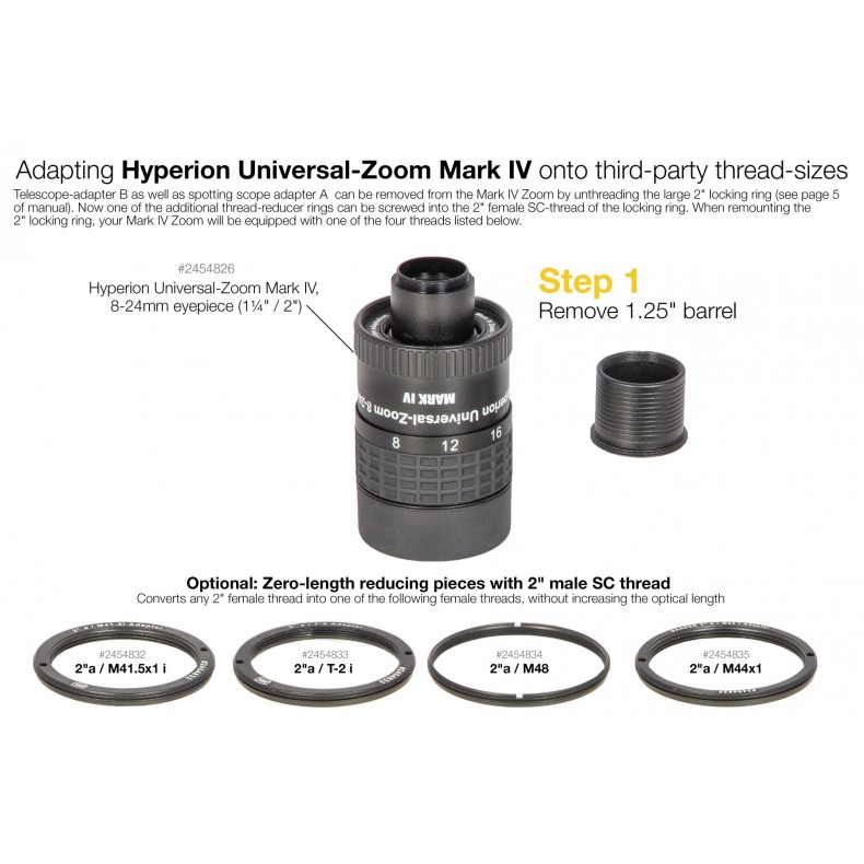 Adaptador Ø 2" a M48 Hyperion Zoom de... Adaptador Ø 2" a M48 Hyperion Zoom de...