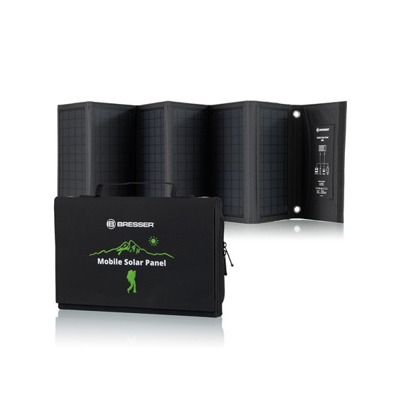 Panel solar portátil Bresser de 40W con salida USB y DC