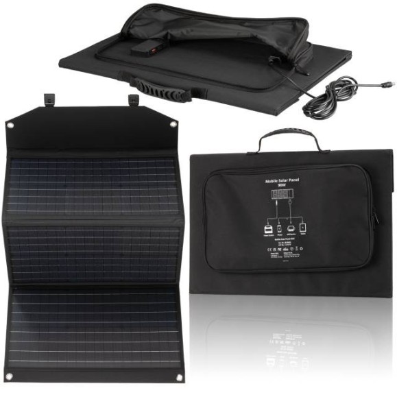 Panel solar portátil Bresser de 90W con salida USB y DC