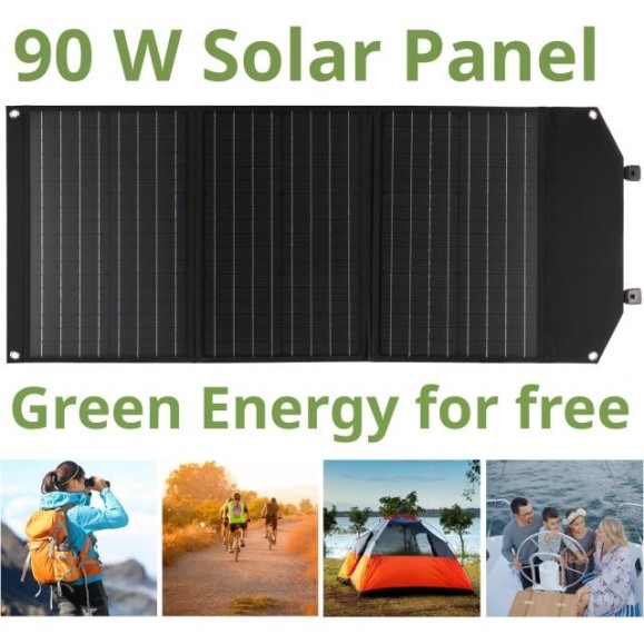 Panel solar portátil Bresser de 90W con salida USB y DC