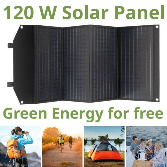 Panel solar portátil Bresser de 120W con salida USB y DC