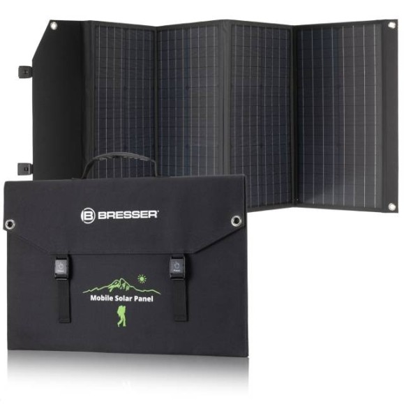 Panel solar portátil Bresser de 120W con salida USB y DC