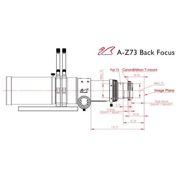 Telescopio refractor Apocromático William Optics AP 73/430 Super ZenithStar 73 Red OTA