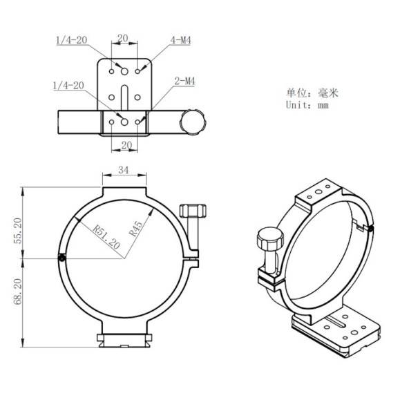 Anillo de soporte ZWO para ASI 2600/6200 diámetro 90mm