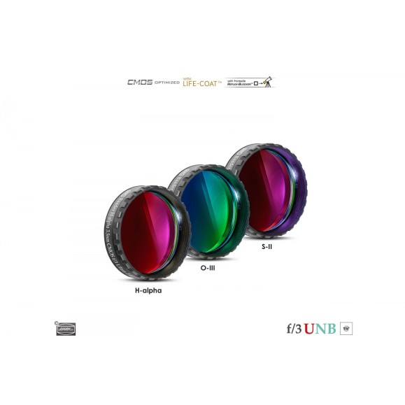 Set de 3 filtros Baader Ultra-Highspeed 3.5 / 4nm  f/3 en 1¼" optimizados para CMOS (H-alpha / O-III / S-II)