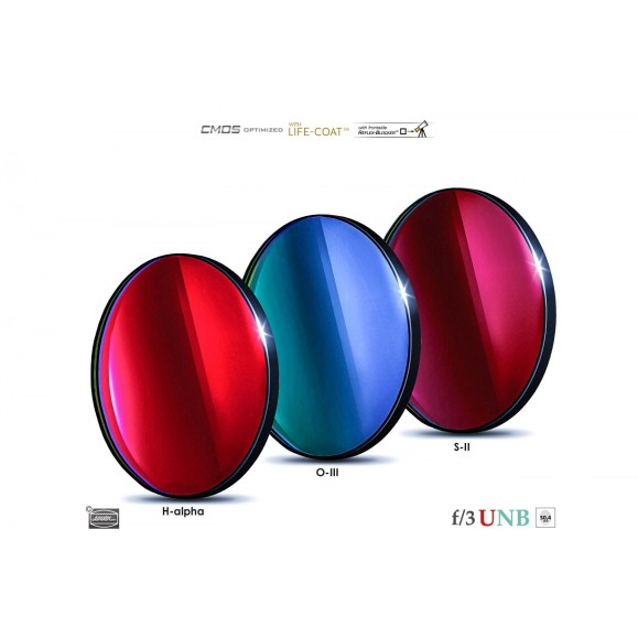 Set de 3 filtros BAADER Ultra-HighSpeed 3.5 / 4NM F/3 en 50,4mm optimizados para CMOS (H-Alpha/ O-III / S-II)