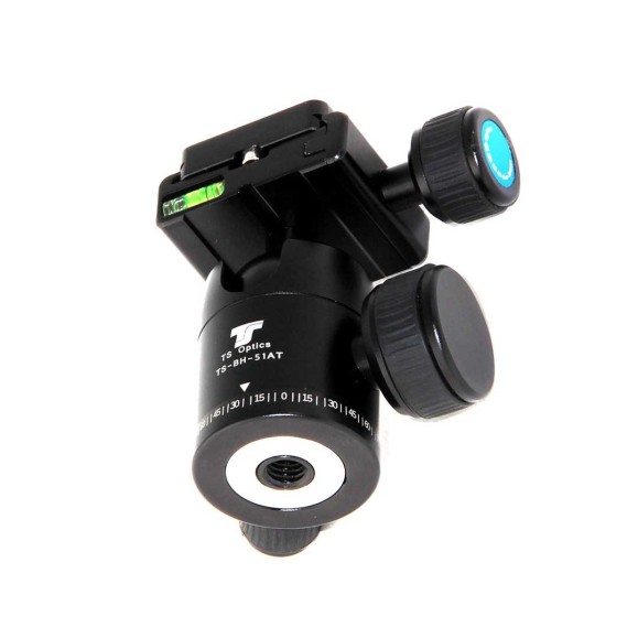 Rótula de bola compacta TS-Optics BH-51AT para trípodes fotográficos y 8Kg capacidad de carga