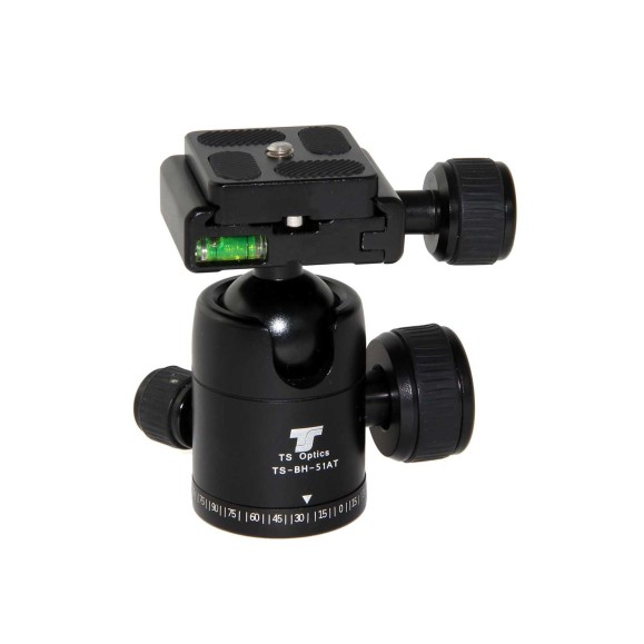 Rótula de bola compacta TS-Optics BH-51AT para trípodes fotográficos y 8Kg capacidad de carga