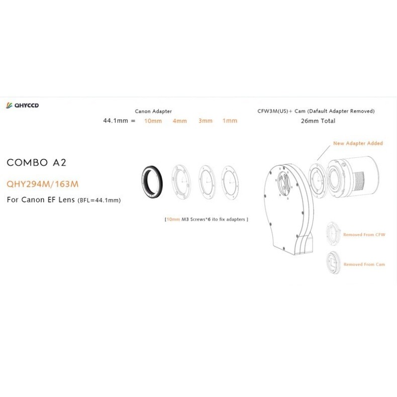 Kit de adaptadores QHY Combo A2 para... Kit de adaptadores QHY Combo A2 para...