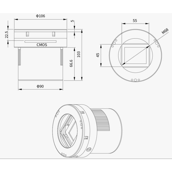 Cámara refrigerada monocromática ZWO ASI461MM-P