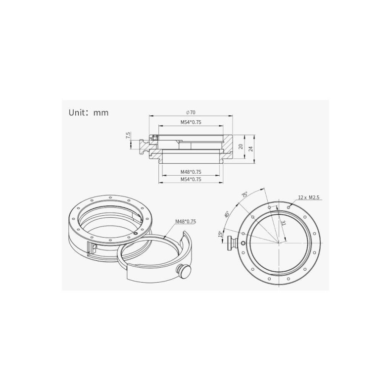 Cajetín de filtros ZWO M54 con...