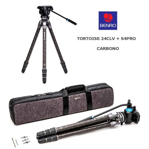 Kit Trípode Benro Tortoise 24CLV Carbono + S4Pro