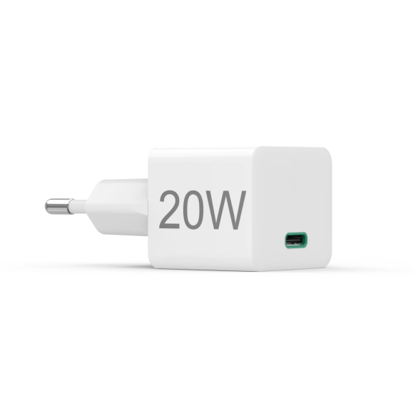 Mini Cargador HAMA, USB-C, PD/Qualcomm®, Carga Rápida, 20 W, blanco
