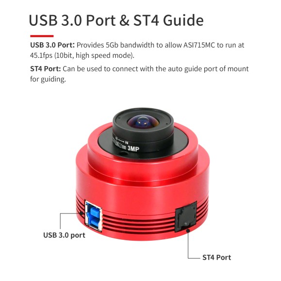 Cámara planetaria ZWO ASI715MC (IMX715) color