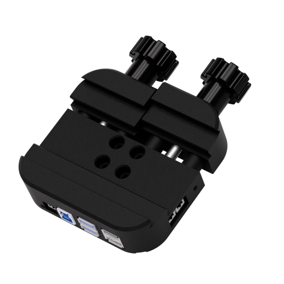 Montura ecuatorial armónica Pegasus Astro NYX-101 con el soporte hembra Saddle Powerbox preinstalado