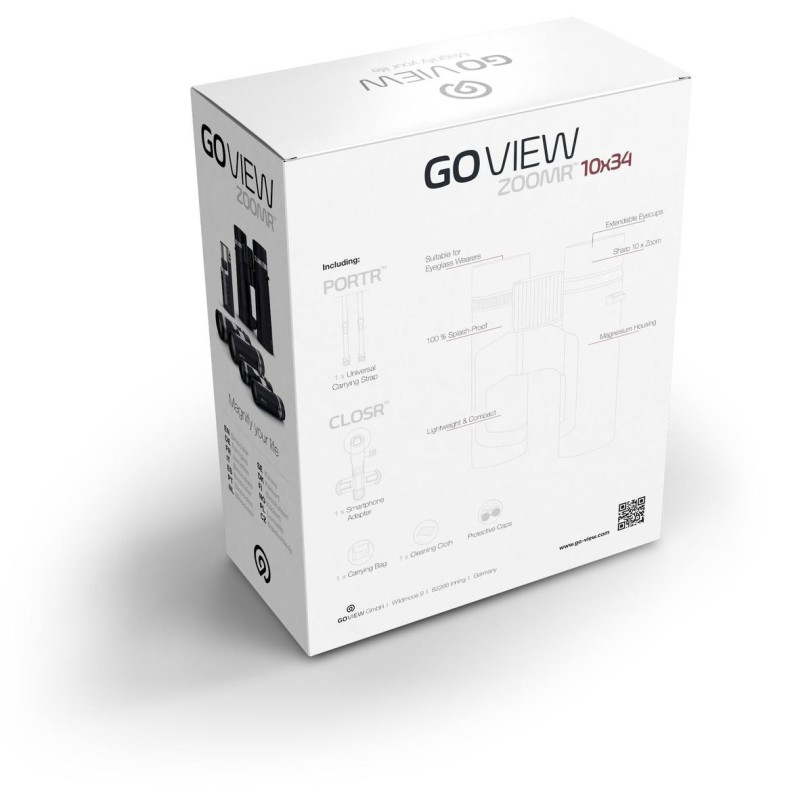 GoView Prismáticos ZOOMR 10x34, Ruby Red