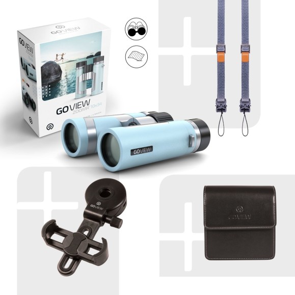GoView Prismáticos ZOOMR 10x34, Miami Blue