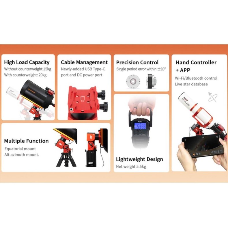 Montura ecuatorial armónica ZWO AM5N... Montura ecuatorial armónica ZWO AM5N...