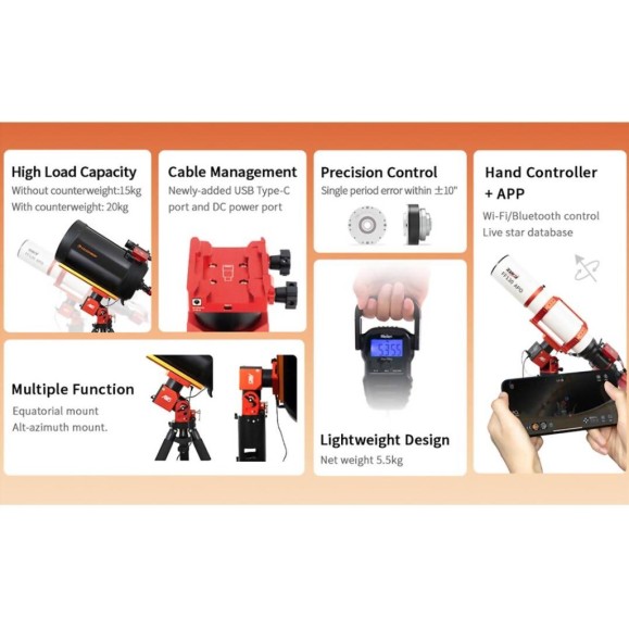 Montura ecuatorial armónica ZWO AM5N Gen.2