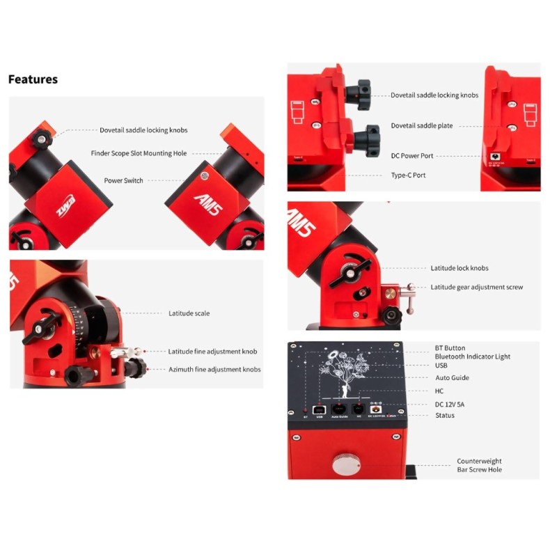Montura ecuatorial armónica ZWO AM5N... Montura ecuatorial armónica ZWO AM5N...