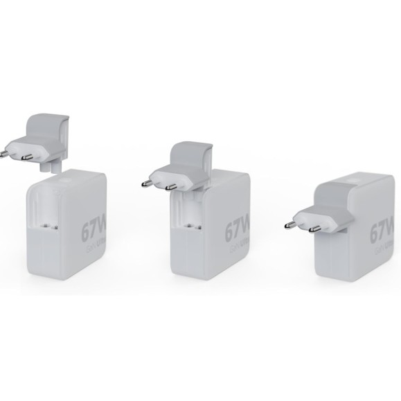 Cargador de viaje + cable USB-C PD blanco XTORM 67w GaN Ultra 00225407, con 2 puertos USB-C