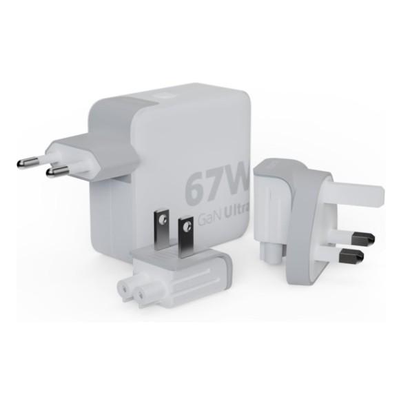 Cargador de viaje + cable USB-C PD blanco XTORM 67w GaN Ultra 00225407, con 2 puertos USB-C