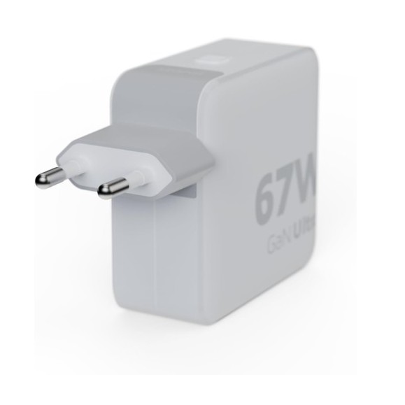 Cargador de viaje + cable USB-C PD blanco XTORM 67w GaN Ultra 00225407, con 2 puertos USB-C