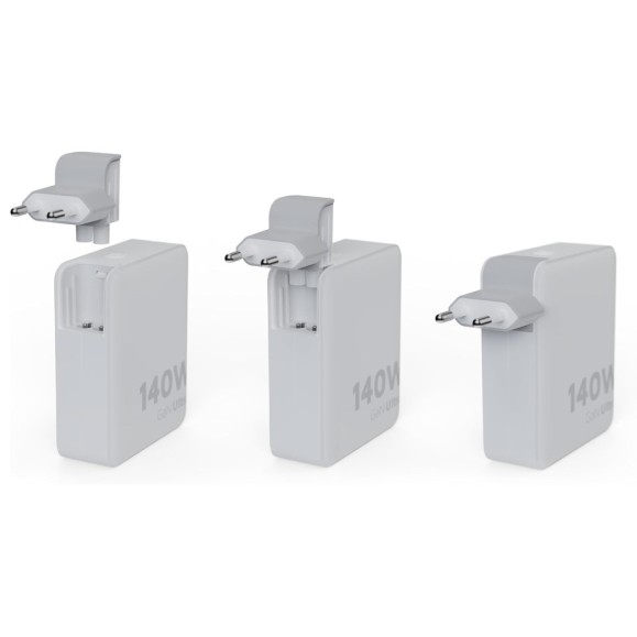 Cargador de viaje + cable USB-C PD blanco XTORM 140w GaN Ultra, 4 puertos