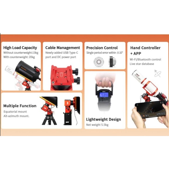 Montura ecuatorial armónica ZWO AM5N Gen.2 con trípode TC40