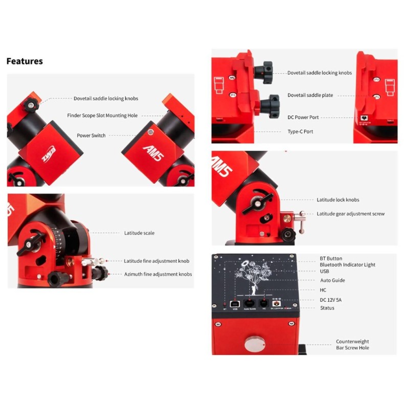 Montura ecuatorial armónica ZWO AM5N...