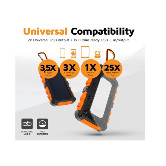 Cargador solar - XTORM Xtreme Solar Cargador 10.000 Negro/Naranja