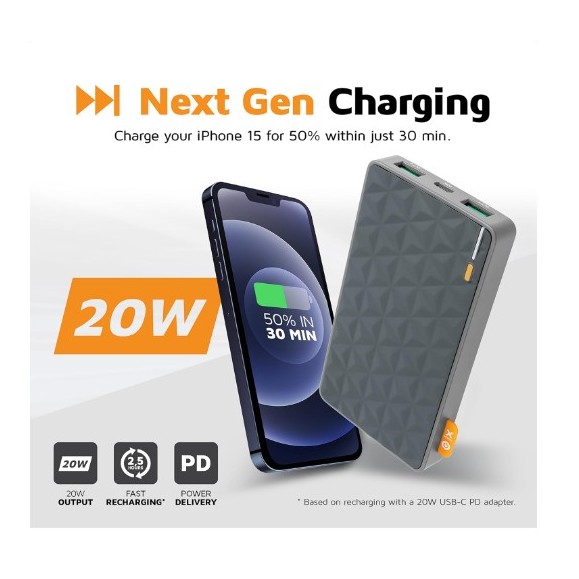 Powerbank - XTORM 20W Fuel Series Power pack 10.000 Gris/Naranja
