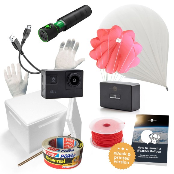 Kit Globo sonda Estratosférico pequeño con cámara espacial y tarjeta micro SD de 64GB