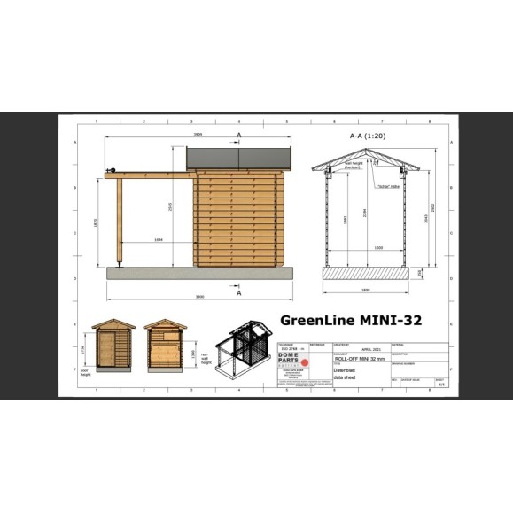 Observatorio de madera de techo corredizo Dome Part Optical modelo GreenLine MINI-32 1.60x1.60M