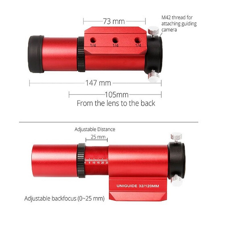 Telescopio guía UniGuide 32mm Rojo Telescopio guía UniGuide 32mm Rojo