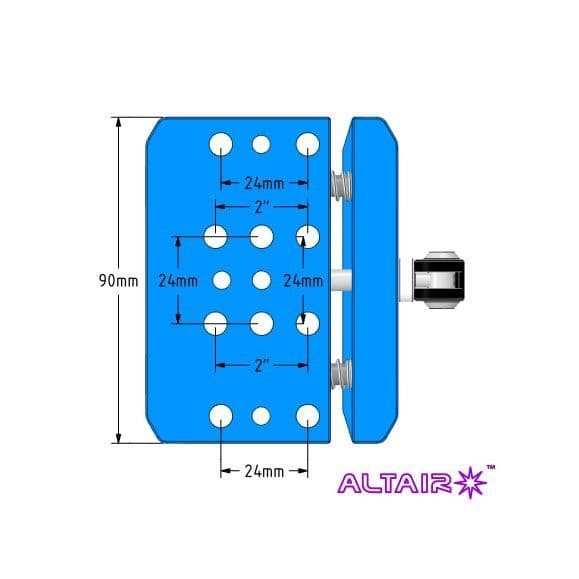 Fijación Altair TMS  para cola de milano Vixen compatible con Arca y rosca para trípode - AZUL