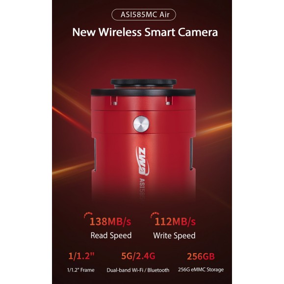 Cámara astronómica en color refrigerada ZWO ASI585MC con cámara guía integrada y ASIAir