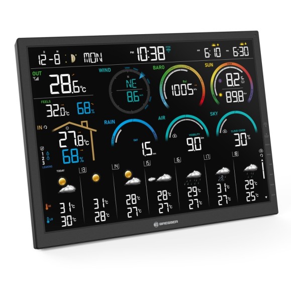 Estación meteorológica Wi-Fi BRESSER 4CAST de 18,5" con sensor 8 en 1
