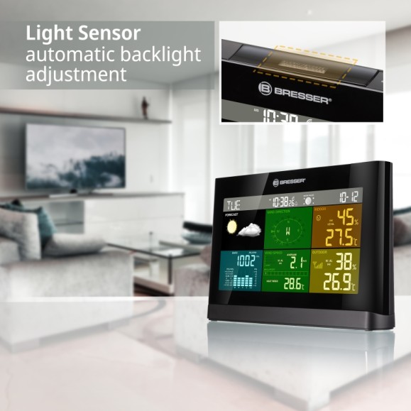 Centro meteorológico BRESSER Comfort 5-en-1 pantalla color negro