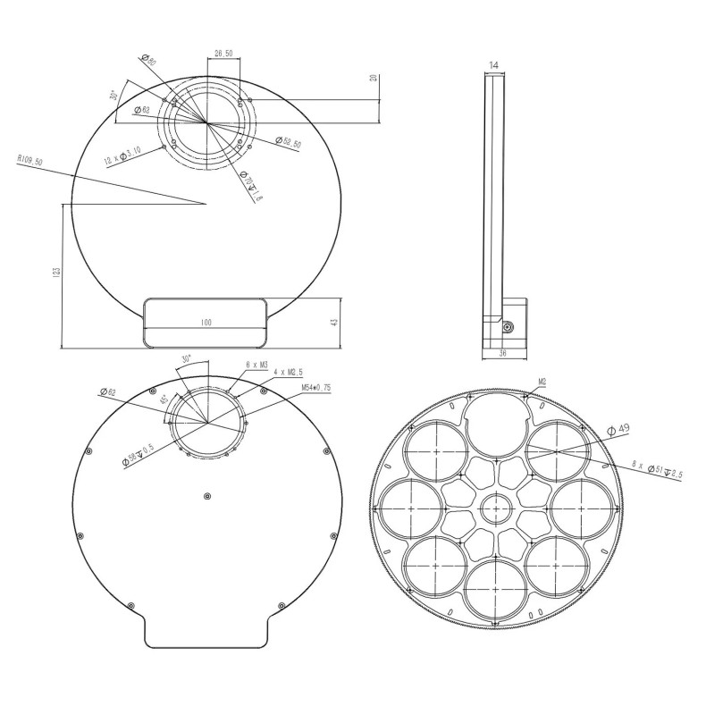 Rueda portafiltros de perfil bajo...