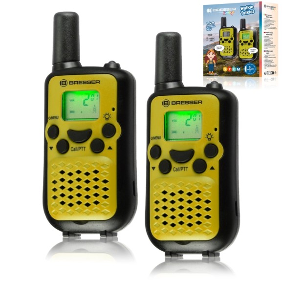 Juego de 2 walkie-talkies BRESSER JUNIOR con gran alcance hasta 6 km y función de manos libres color lima