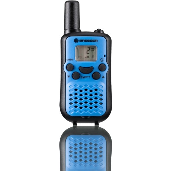 Juego de 2 walkie-talkies BRESSER JUNIOR con gran alcance hasta 6 km y función de manos libres color azul
